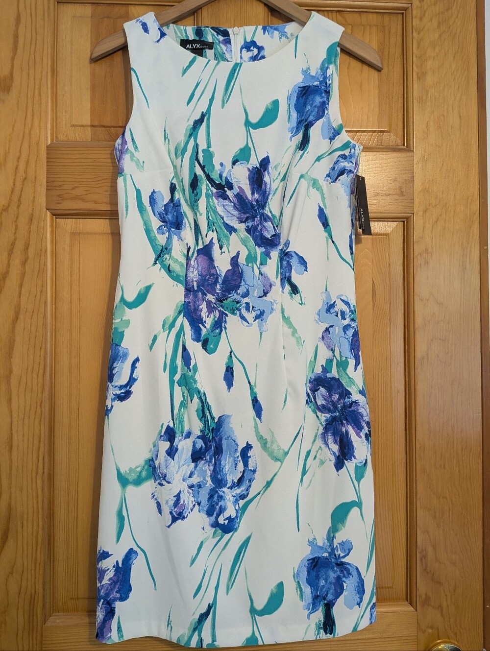 NWT ALYX White Floral Midi Dress - Size 6 Blue & Teal Print